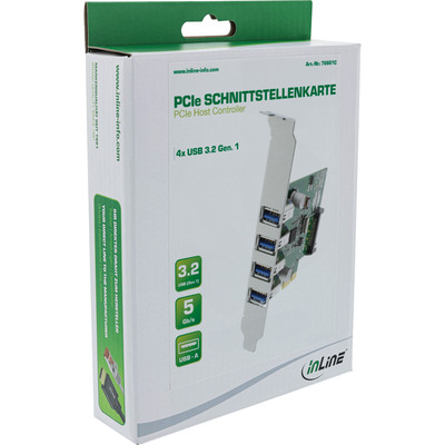 InLine® Schnittstellenkarte, 4x USB-A, USB 3.2 Gen.1, PCIe, inkl. LP Slotblech  (Produktbild 5)