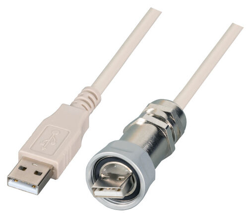 IP67 Kabelverschraubung, M20, USB2.0 -- Stecker Typ-A auf Stecker Typ-A, 1,0m, IP67KVUSBA-A1,0 (Produktbild 1)