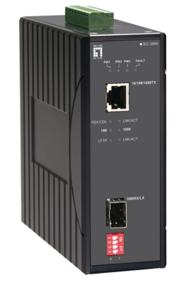Konverter 10/100/1000 -- BASE-T to Gigabit SFP Industrie, IEC-2000 (Produktbild 1)