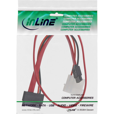 InLine® Slimline SATA Kabel, Slimline SATA ST 13pol. (7+6) zu SATA + Strom, 0,4m (Produktbild 2)