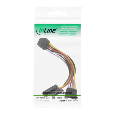 InLine® SATA Stromadapterkabel, SATA Stecker / Buchse, an 2x SATA Stecker, 0,15m (Produktbild 2)