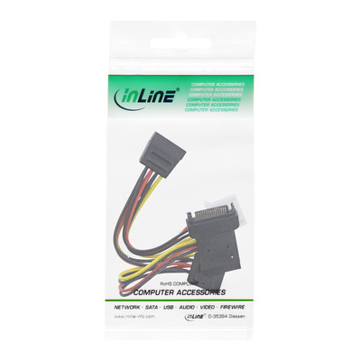 InLine® SATA Stromadapterkabel, SATA ST / BU, an 2x SATA Stecker + 5,25 Stecker (Produktbild 2)