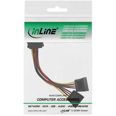 InLine® SATA Strom-Y-Kabel, SATA Buchse an 2x SATA Stecker, 0,15m (Produktbild 2)