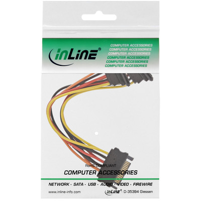 InLine® SATA Strom-Y-Kab., SATA BU/2x SATA ST gew., m. Sicherheitslaschen, 0,30m (Produktbild 2)