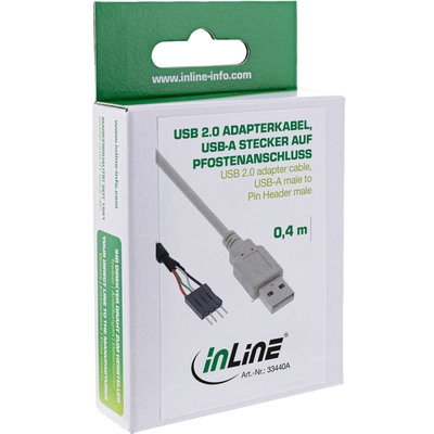 InLine® USB 2.0 Adapterkabel, Stecker A auf Pfostenanschluss, 0,40m (Produktbild 2)