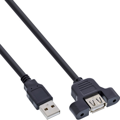 InLine® USB 2.0 Anschlusskabel, Stecker A auf Einbaubuchse A, 0,6m