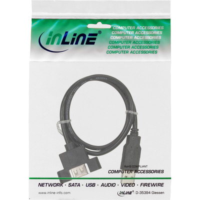 InLine® USB 2.0 Anschlusskabel, Stecker A auf Einbaubuchse A, 0,6m