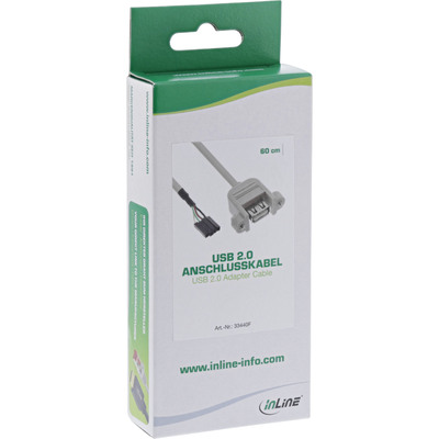 InLine® USB 2.0 Anschlusskabel, Einbaubuchse A auf Pfostenanschluss, 0,60m (Produktbild 2)