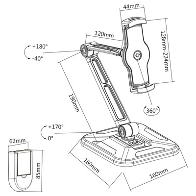 InLine® Tablet Halterung für Wand- oder Tischmontage, universal für 4,7-12,9 (Produktbild 2)