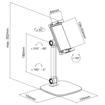 InLine® Tablet Tischhalterung mit Standfuß, bis 12,9, schwarz (Produktbild 2)