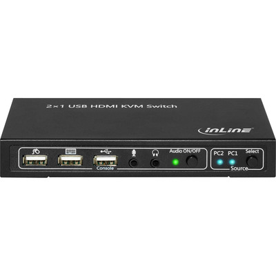 InLine® KVM Desktop Switch, 2-fach, HDMI 4K2K, USB 2.0 Hub, mit Audio (Produktbild 3)
