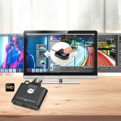 ATEN CS22HF 2-Port USB HDMI Kabel KVM-Switch mit Remote, FHD  (Produktbild 5)