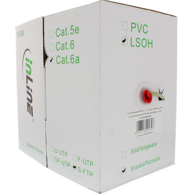 InLine® Patchkabel, S/FTP (PiMf), Cat.6A, 500MHz, halogenfrei, Kupfer, weiß, 100m (Produktbild 11)