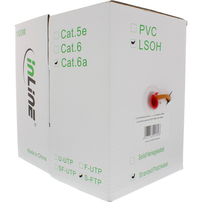 InLine® Patchk., S/FTP (PiMf), Cat.6A, 500MHz, halogenfrei, Kupfer, orange, 100m (Produktbild 2)