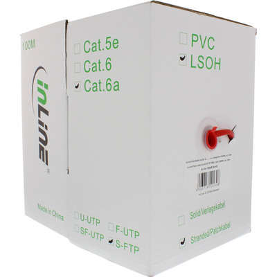 InLine® Patchkabel, S/FTP (PiMf), Cat.6A, 500MHz, halogenfrei, Kupfer, rot, 100m (Produktbild 2)