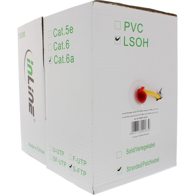 InLine® Patchkab., S/FTP (PiMf), Cat.6A, 500MHz, halogenfrei, Kupfer, gelb, 100m (Produktbild 2)