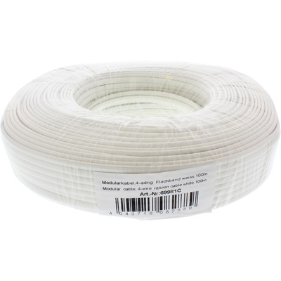 InLine® Modularkabel, 4adrig Flachband weiß, 100m Ring (Produktbild 2)