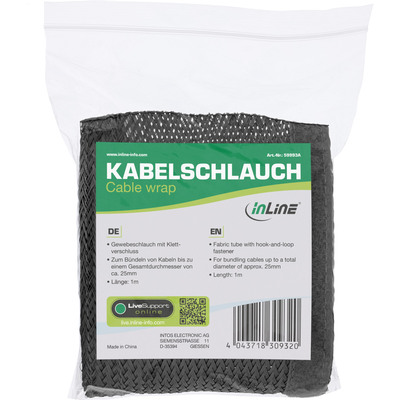 InLine® Kabelschlauch, Gewebeschlauch mit Klettverschluss, 1m x 25mm schwarz (Produktbild 6)