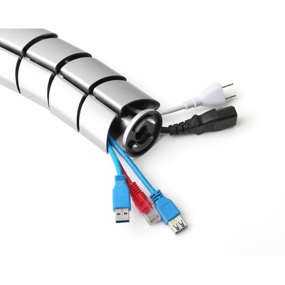 InLine® Kabelkanal flexibel, vertikal für Tische, 2 Kammern, 0,80m, silber (Produktbild 2)