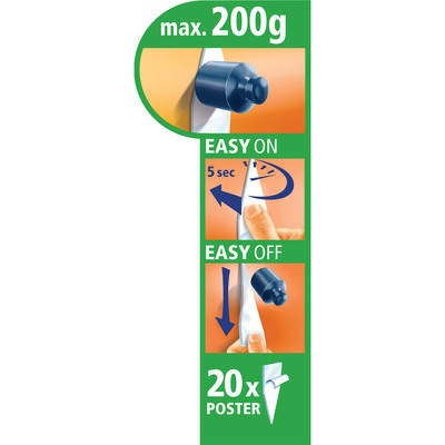 tesa Powerstrips-Posterklebestreifen, 20er-Pack, für Objekte bis zu 200 Gramm Gewicht (Produktbild 2)