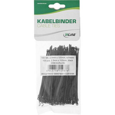 InLine® Kabelbinder, Länge 100mm, Breite 2,5mm, schwarz, 100 Stück (Produktbild 11)