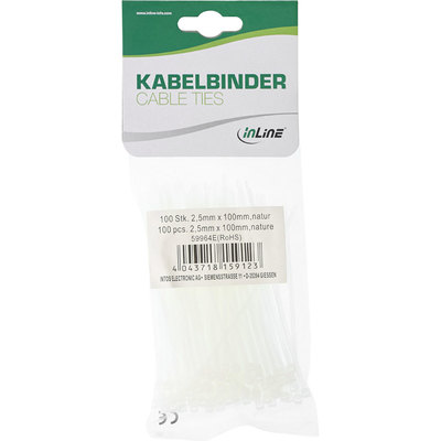 InLine® Kabelbinder, Länge 100mm, Breite 2,5mm, natur, 100 Stück (Produktbild 11)