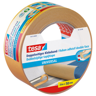 tesa® Doppelseitiges Klebeband, universal, 25m x 50mm, beige (Produktbild 2)