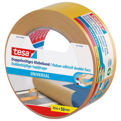 tesa® Doppelseitiges Klebeband, universal, 25m x 50mm, beige (Produktbild 3)