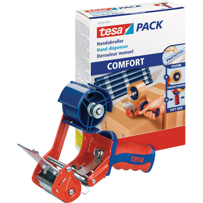 tesa Packbandhandabroller Comfort, bis 66m x 50mm, rot/blau  (Produktbild 5)