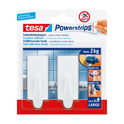 tesa Powerstrips-Haken, large trend, 2er-Pack, weiß (Produktbild 3)