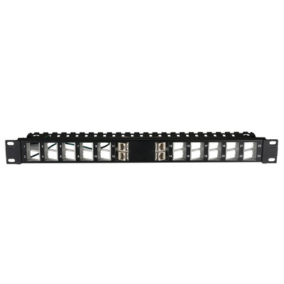 Verteilerfeld 19 Zoll 1HE Schrägauslass,24-Port ,schwarz RAL9005, 37580SATS.1 (Produktbild 1)