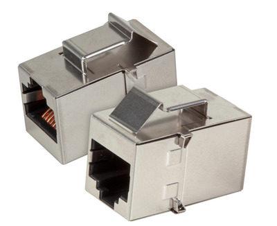 Keystone Einbauadapter RJ45 Bu/Bu STP, Cat.5e, Edelstahlgehuse, 37508.1V3 (Produktbild 1)