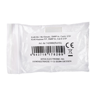 InLine® Keystone RJ45 Buchse / Buchse Einsatz, SNAP-In, Cat.6, STP, bulk  (Produktbild 5)