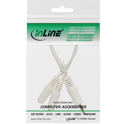 InLine® Klinken Y-Kabel, 3,5mm Klinke Stecker an 2x 3,5mm Klinke Buchse, Stereo, weiß/vergoldet (Produktbild 11)