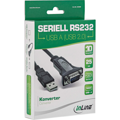 InLine® USB 2.0 zu Seriell Adapterkabel, USB A an 9pol Sub D Stecker, 0,25m (Produktbild 2)