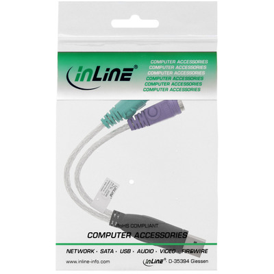 InLine® USB zu PS/2 Konverter, USB Stecker an 2x PS/2 Buchse für Maus + Tastatur (Produktbild 2)