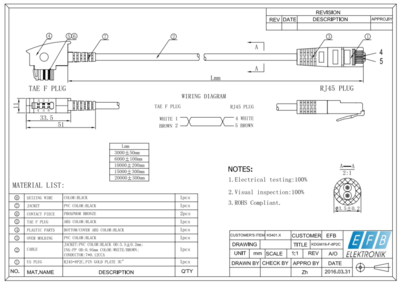 TAE-Anschlusskabel schwarz -- TAE/F->RJ45 (8/2), 6m, K5401.6 (Produktbild 1)