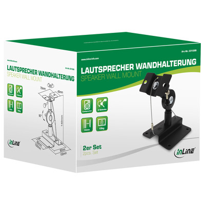 InLine® Lautsprecher Wandhalterung bis 15kg, 2er Set, schwarz (Produktbild 3)