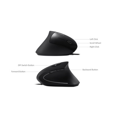 Perixx PERIMICE-513 N, ergonomische Maus, für Rechtshänder, vertikal, schwarz (Produktbild 6)