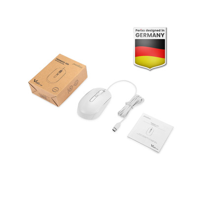 Perixx PERIMICE-222CW, Maus, optisch, 4 Tasten, Silent, USB-C, weiß (Produktbild 3)