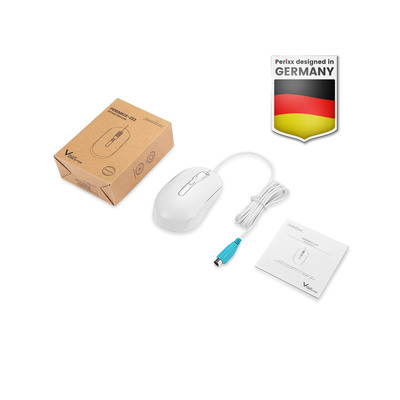 Perixx PERIMICE-222PW, Maus, optisch, 4 Tasten, Silent, PS2, weiß (Produktbild 3)