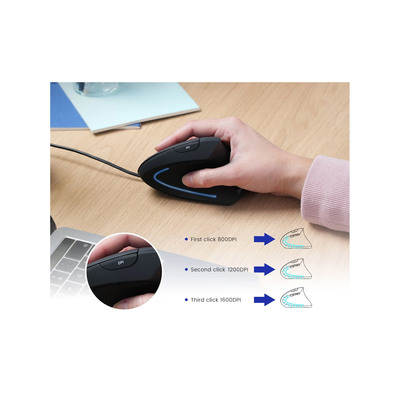 Perixx PERIMICE-513 C Vertikale Ergonomie-Maus, USB-C, schwarz, Rechtshänder (Produktbild 2)