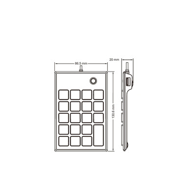 Perixx PERIPAD-202H, USB-A Nummernblock mit 2x USB-A Hub, schwarz (Produktbild 6)