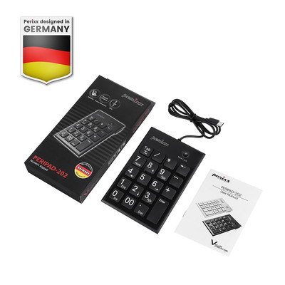 Perixx PERIPAD-202C, USB-C Nummernblock mit 2x USB-A Hub, schwarz (Produktbild 2)