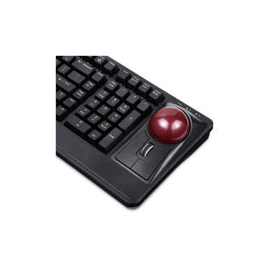 Perixx PERIBOARD-522 US B, USB-Tastatur mit Trackball, US Layout, schwarz (Produktbild 2)