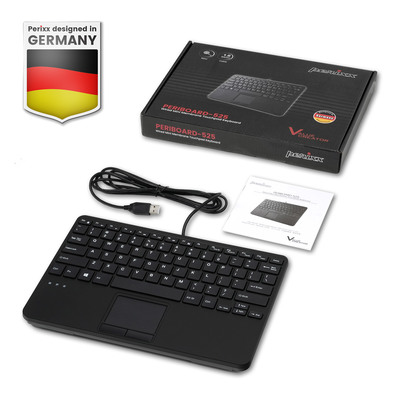 Perixx PERIBOARD-525 DE B, Mini-USB-Tastatur mit Touchpad, schwarz (Produktbild 2)