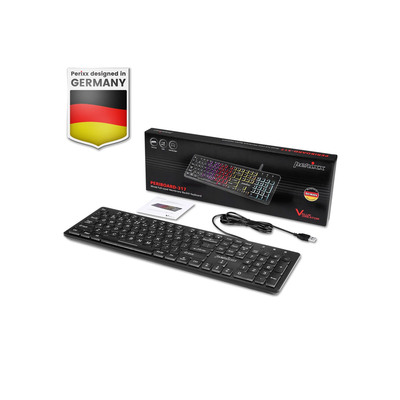 Perixx PERIBOARD-317RGB, US, beleuchtete Tastatur, kabelgebunden, schwarz (Produktbild 2)