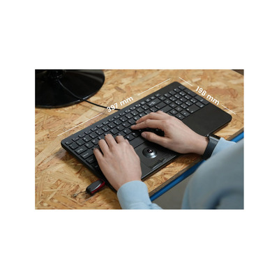 Perixx PERIBOARD-538 H US USB-Tastatur mit Trackball, Scherentasten, 2× USB-Hub (Produktbild 3)