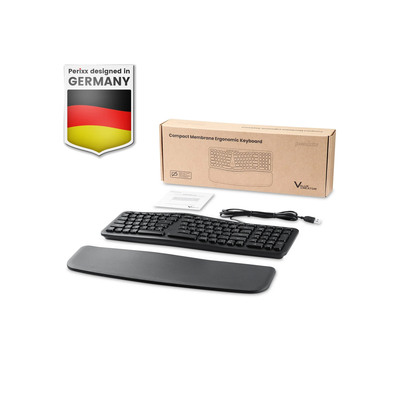 Perixx PERIBOARD-536 B US Ergonomische USB-Tastatur, kompakt, schwarz (Produktbild 3)