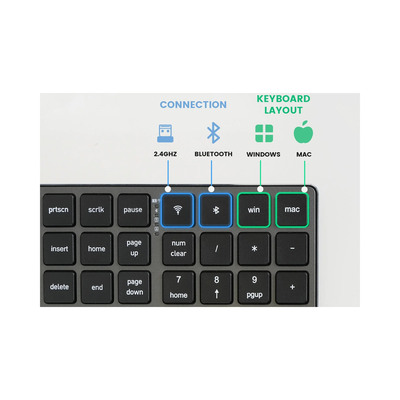 Perixx PERIBOARD-817 DE Kabellose Dual-Mode-Tastatur aus Aluminium, Vollformat (Produktbild 2)